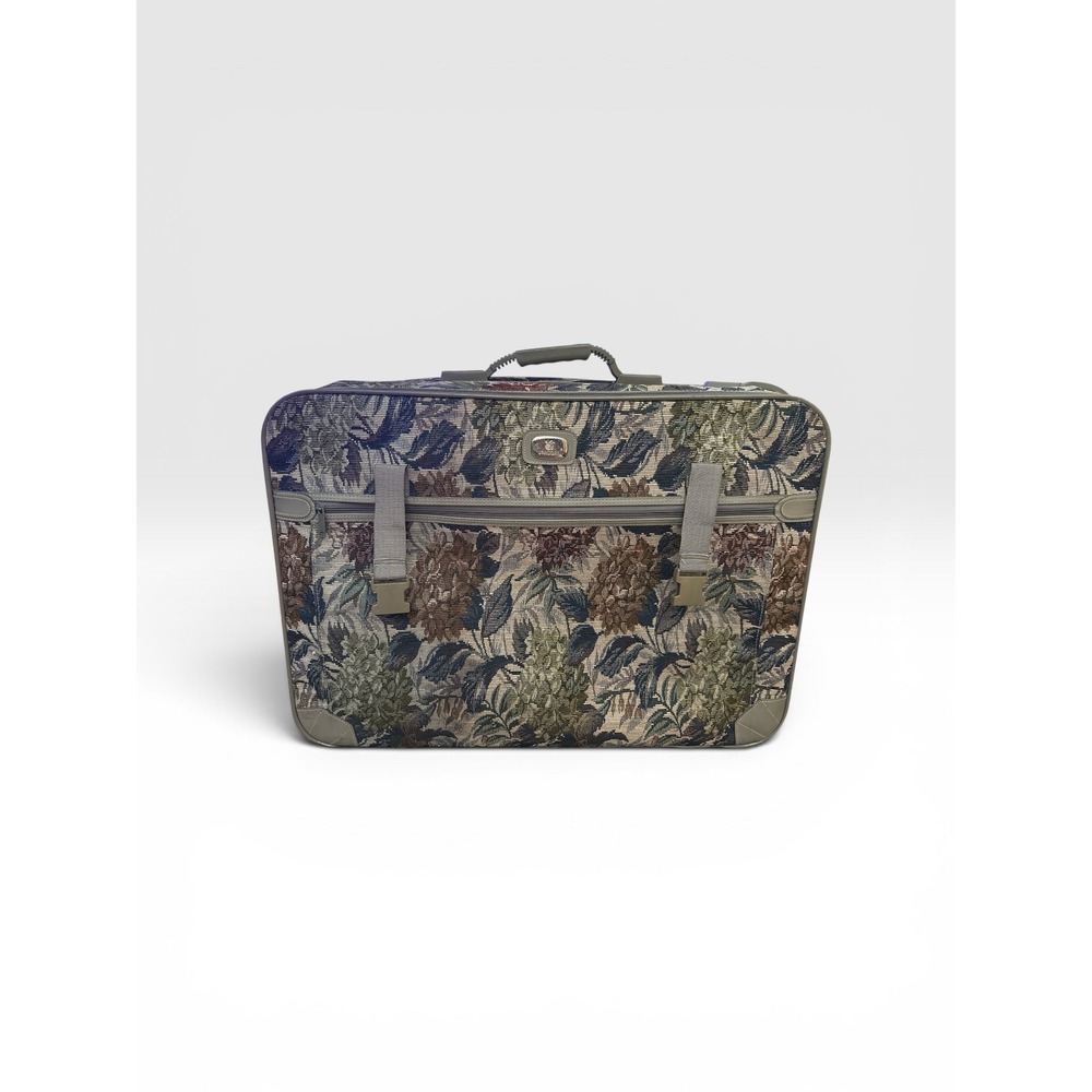 Unicorn Vintage Floral Tapestry Rolling Suitcase Green Brown Retro Luggage Bag